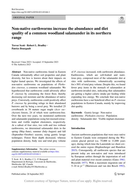 (PDF) Non-native earthworms increase the abundance and diet quality of a common woodland ...