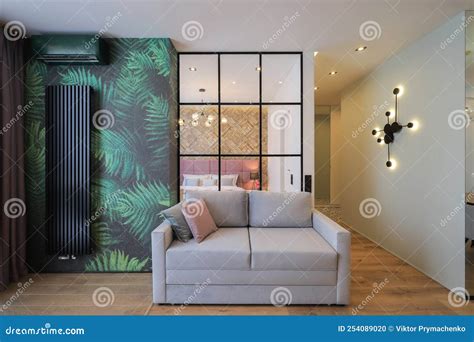 Gray Sofa in a Modern Apartment Interior Stock Photo - Image of decoration, design: 254089020