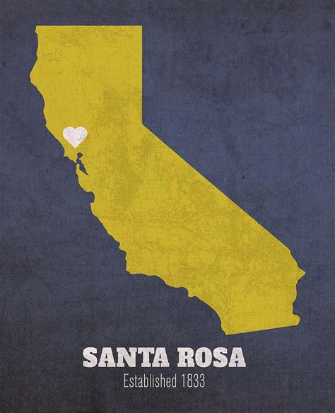 Santa Rosa California City Map Founded 1833 California State University Color Palette Mixed ...