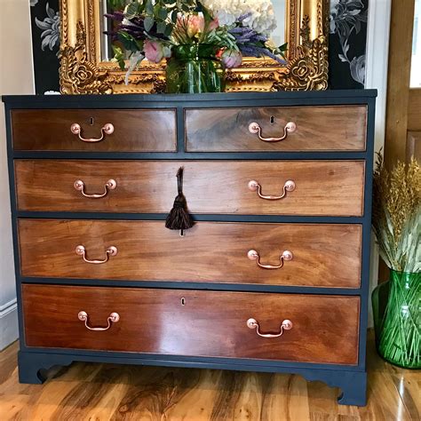 Fabulous Victorian Chest of Drawers Hand Painted in Black and Mahognay ...