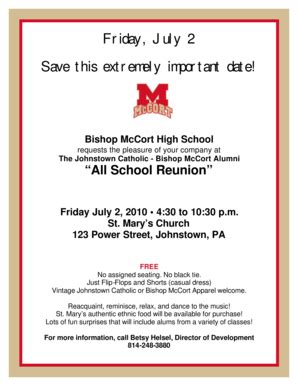 Fillable Online mccort daj k12 pa FRIDAY JULY 2 ALUMNI FORM - Bishop McCort High School - mccort ...