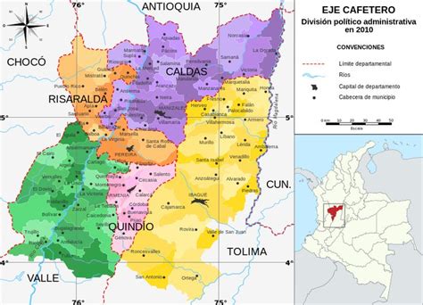 Mapa del Eje Cafetero - Colombia