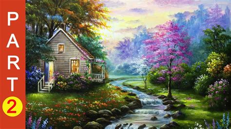 A pretty woodland garden in springtime painting - Part 2 - YouTube