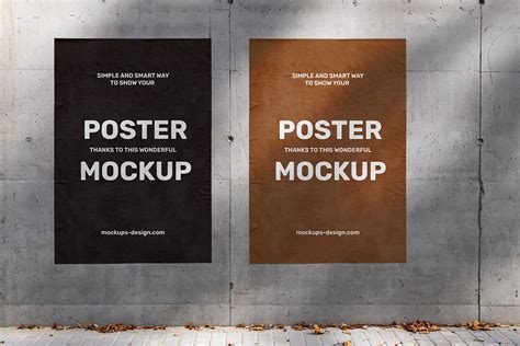 Mockup of 2 Vertical Posters on the Concrete Wall Free Download ...