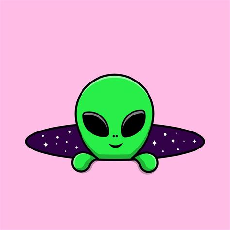 Cute Alien In Space Hole Cartoon Vector Icon Illustration. Flat Cartoon ...