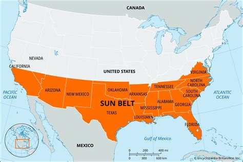 Sun Belt | Region, United States, & Map | Britannica