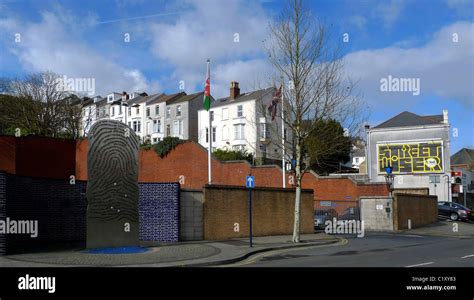 Fingerprint sculpture outside Swansea Police Station, Swansea, South Wales by Knighton based ...