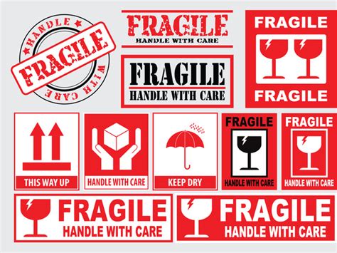 Packaging or fragile stickers handle with care this side up keep dry ...