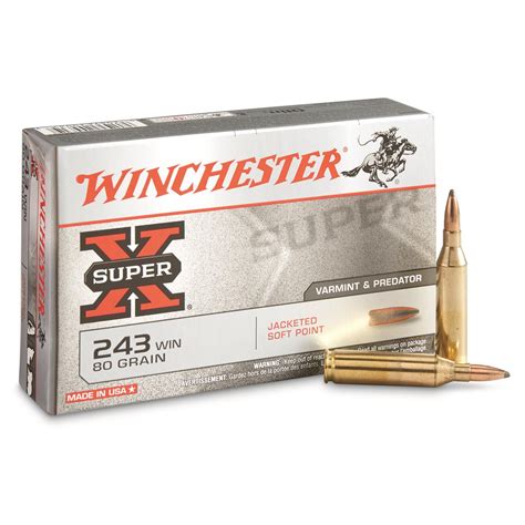 Winchester Super-X, .243 Winchester, PSP, 80 Grain, 20 Rounds - 30902, .243 Winchester Ammo at ...