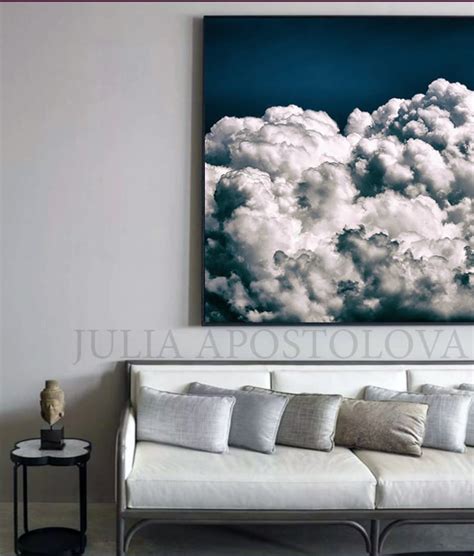 Blue Cloud Art Cloud Painting Navy Blue Wall Art Extra Large - Etsy