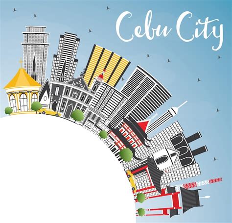 Premium Vector | Cebu city philippines skyline silhouette with black ...