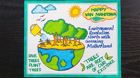 Van Mahotsav Drawing/ Easy Van Mahotsav Posters Drawing/ Save Trees ...