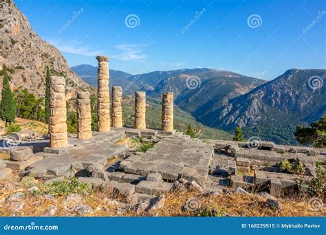 Ancient Greek Ruins on a Background of Mountains Stock Image - Image of ...