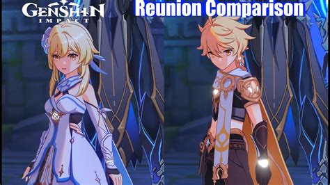 Genshin Impact - Lumine vs Aether Reunion Comparison - YouTube