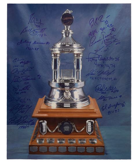 Lot Detail - NHL Vezina Trophy Past Winners Multi-Signed Photo by 18 ...