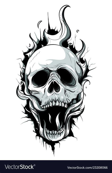 Skull on fire with flames Royalty Free Vector Image , #ad, #flames, # ...