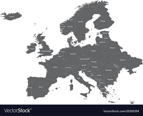 Map of europe with labels Royalty Free Vector Image