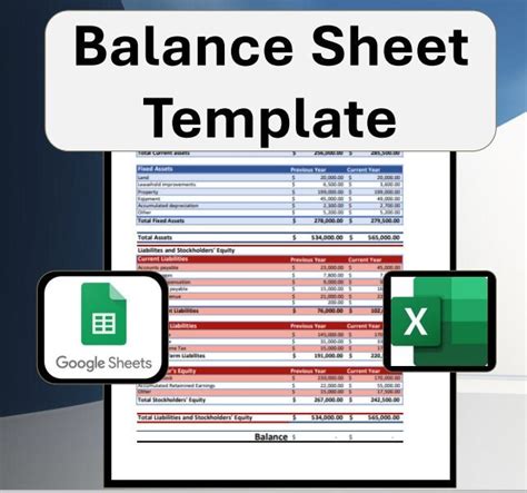 Balance Sheet Template google Sheets & Excel - Etsy