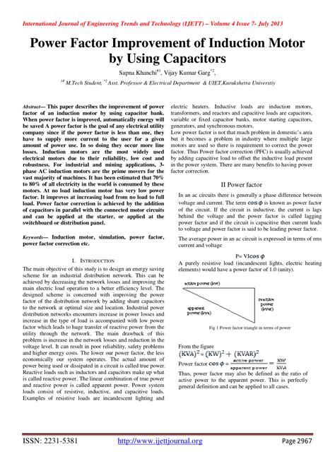 (PDF) Power factor improvement of induction motor by using capacitors