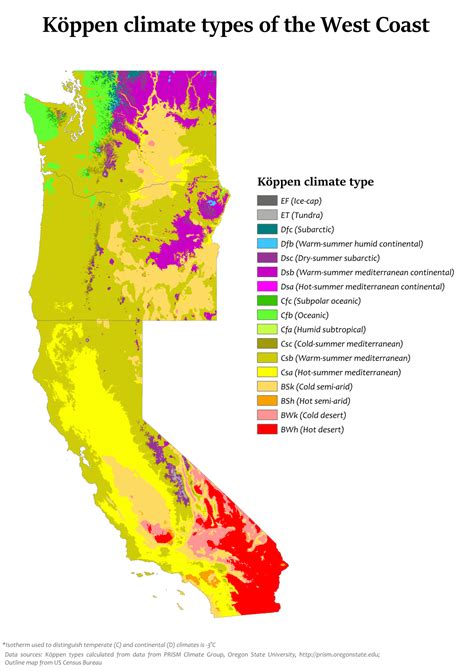 Köppen climate types of the US West Coast | Us west coast, American history timeline, Climates