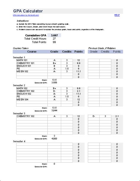 Free GPA Calculator for Excel - How to Calculate GPA