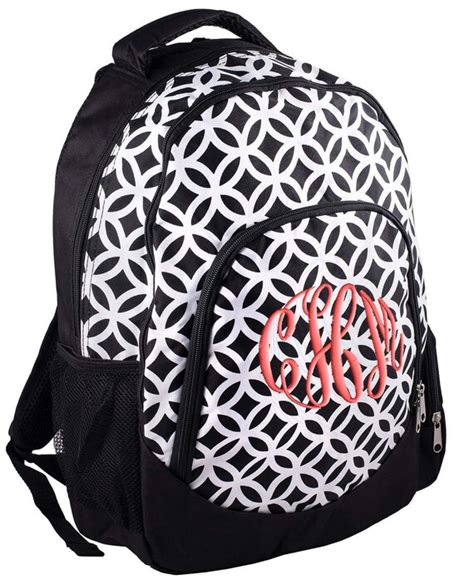 Girls Personalized Backpack Black Quatrefoil School