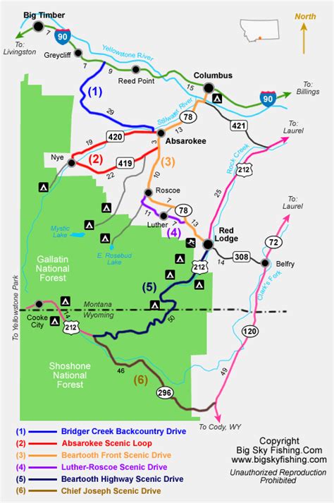 Beartooth Highway Map - TravelsFinders.Com