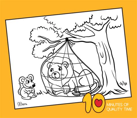 The Lion and the Mouse Coloring Page – 10 Minutes of Quality Time