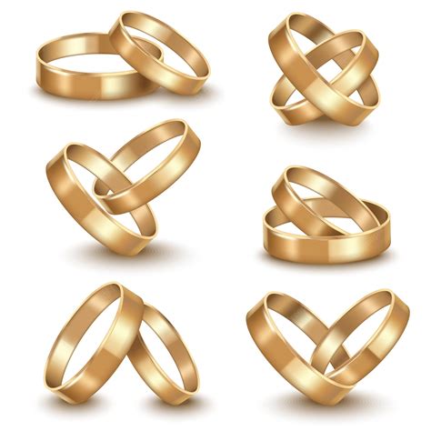 Premium Vector | Realistic detailed golden wedding rings set vector