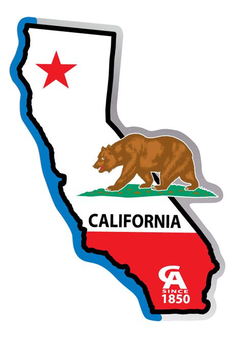 California Flag State Cutout Sticker - 1 Dozen - California Seashell ...