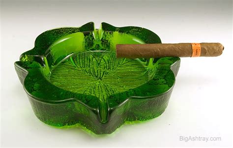 Chunky Green Retro Glass Ashtray by Blenko - Big Ashtray