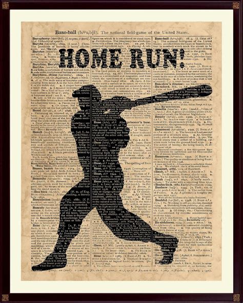 Baseball Print, Baseball decor, Baseball gifts, vintage dictionary page ...