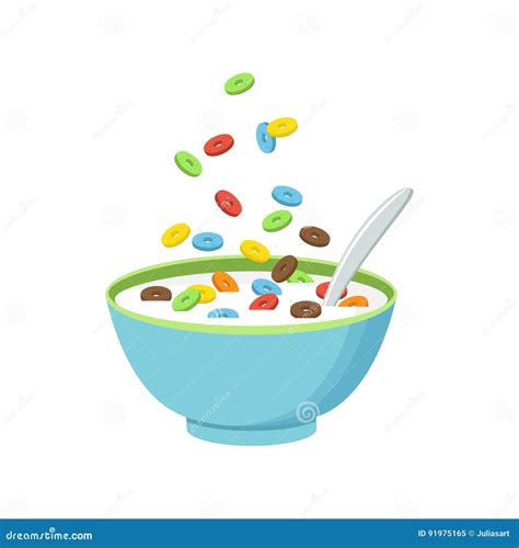 Bowl Cereal Carton Milk Friends Forever. Vector Graphics Royalty-Free ...