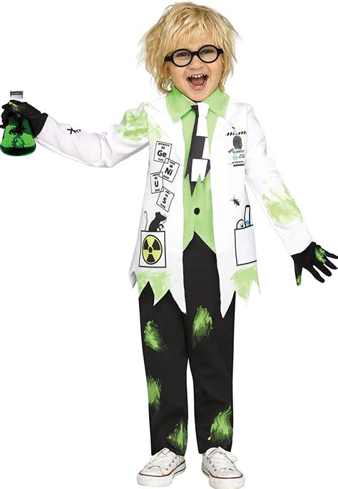 Fun World Mad Evil Scientist Costume for Toddlers Includes Lab Coat, Shirt, Tie & Gloves ...