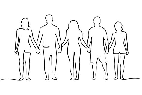 Young People Standing and Holding Hands Graphic by subujayd · Creative Fabrica