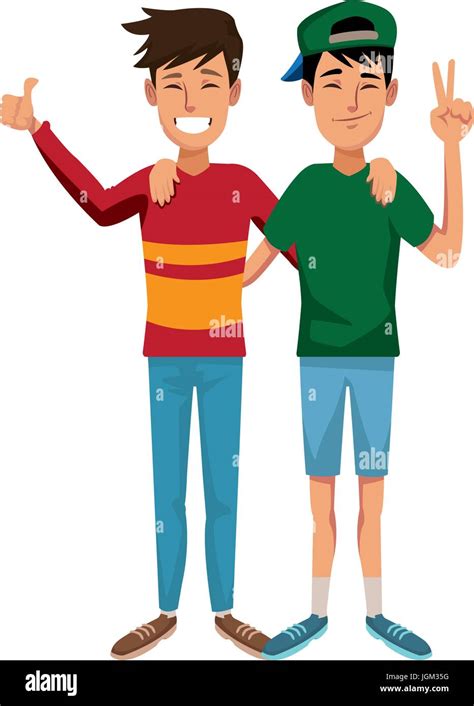 two boys smiling hugging and waving their hands best friends Stock Vector Image & Art - Alamy