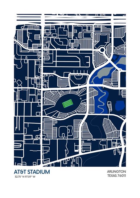 Dallas Cowboys Stadium Map Print Team Colours NFL Stadium Art Map Museum-quality Poster Fast ...