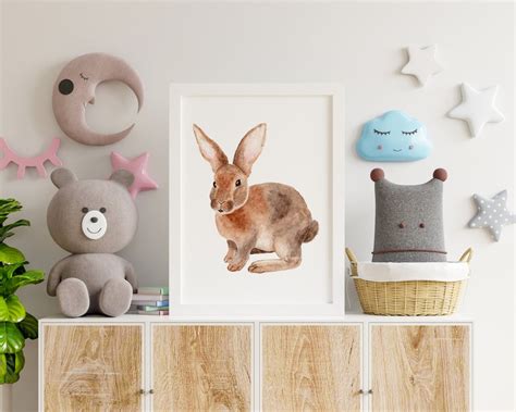 Nursery Wall Art Decor Bunny Rabbit Print Nursery Animal | Etsy