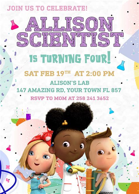 Ada Twist Scientist Birthday Invitation | FREE Backside | 24H Ready