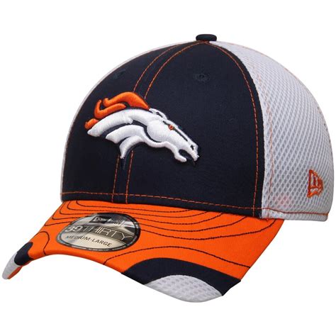 Men's Denver Broncos New Era Navy/White Tumbled Neo 39THIRTY Flex Hat