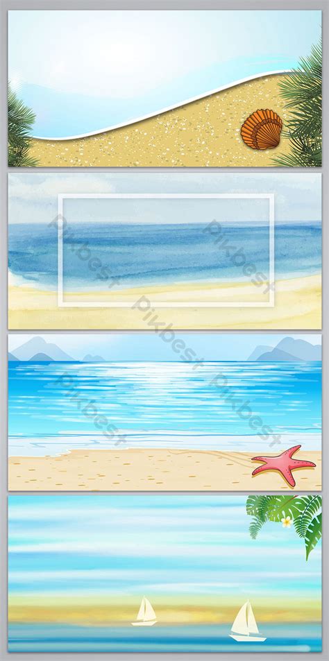 Vector Drawing Ocean Landscape Summer Refreshing Background | AI Backgrounds Free Download - Pikbest