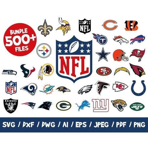 NFL Football Logos 500 Bundle Nfl Football Clipart Nfl Svg F - Inspire ...