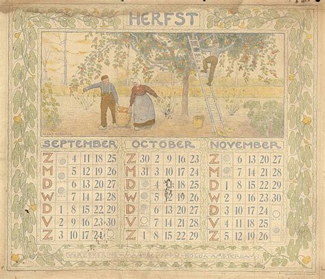 Sold Price: Hart Nibbrig, F. (1866-1915). (Seasonal calendar). Two (of 4) calendar leaves, 1903 ...