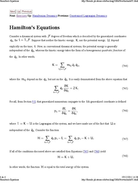 Hamilton's Equations | Hamiltonian Mechanics | Lagrangian Mechanics