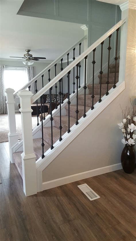 Stair railing makeover, Stair remodel, Modern stair railing