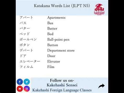 JLPT N5 Katakana Vocabulary (complete list) - YouTube