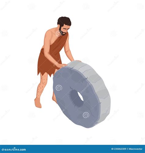 Invention of Wheel Composition Stock Vector - Illustration of culture, caveman: 235062309