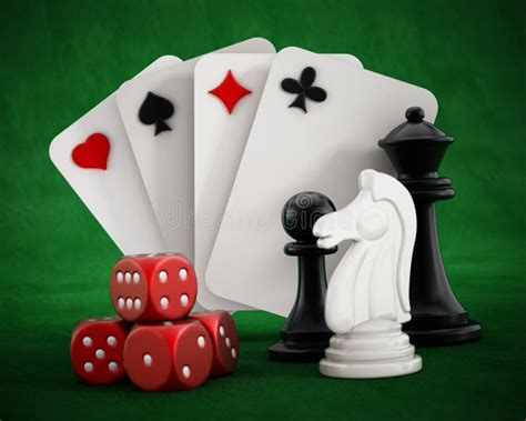 Playing Cards Set, Dice and Chess Pieces Stock Illustration - Illustration of cards, game: 61592875