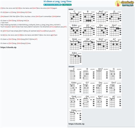 Hợp âm: It’s Been a Long, Long Time - cảm âm, tab guitar, ukulele - lời ...