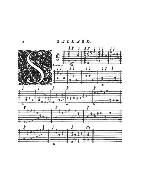 Sheet music facsimile Ballard Robert First book of lute tablature